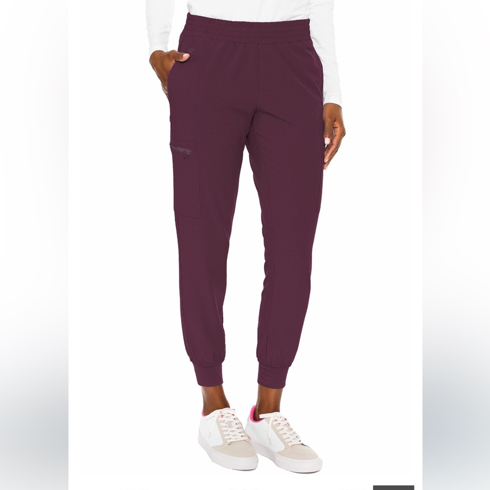 Med Couture Energy Women's Smocked Waist Jogger Scrub Pants. Wine Only